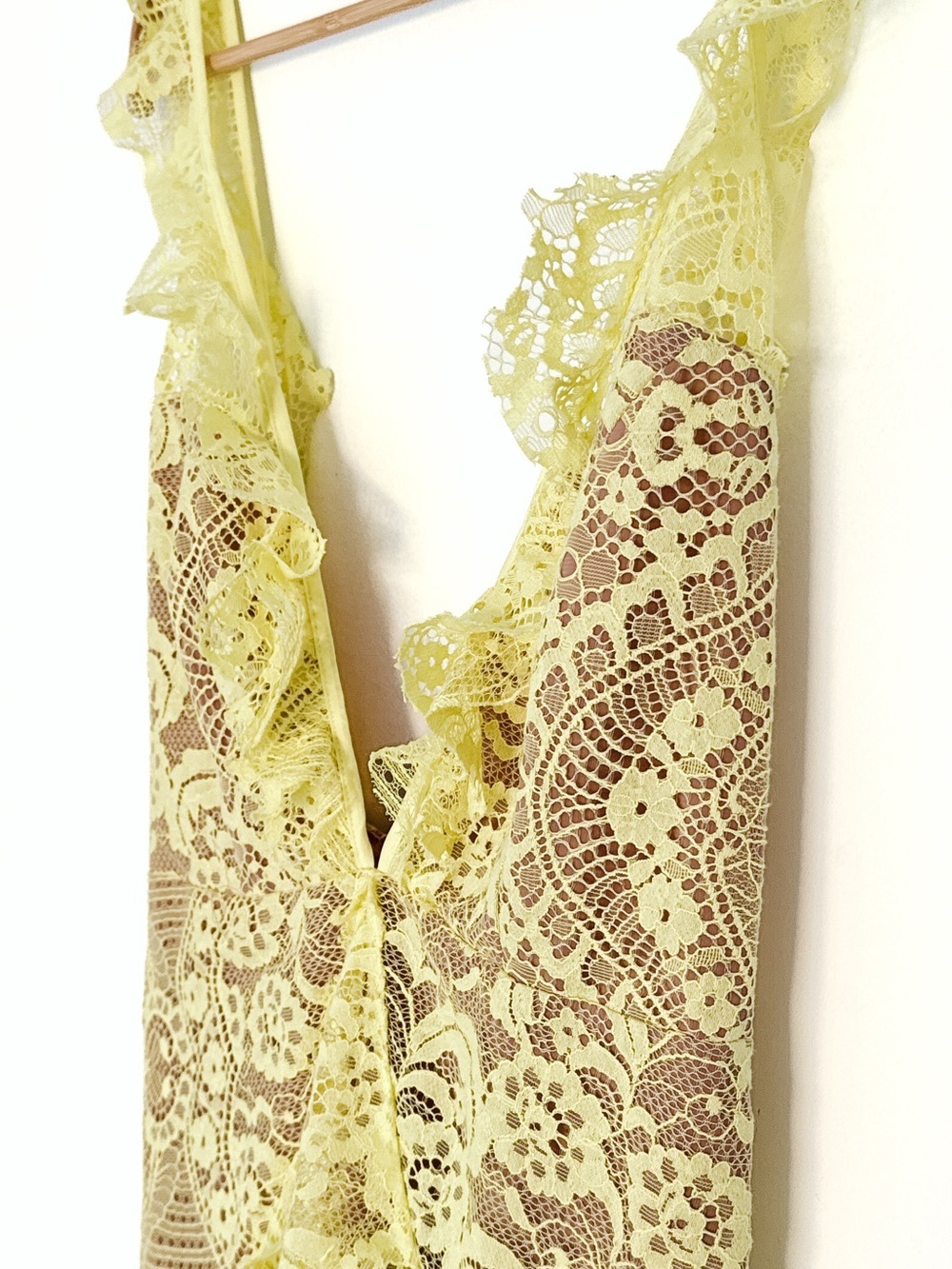 For Love & Lemons Tati Lace Ruffle Dress Yellow - Size Large - Picture 7 of 14